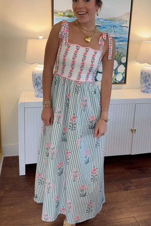 MALAGA – Striped Floral Maxi Dress – 9860