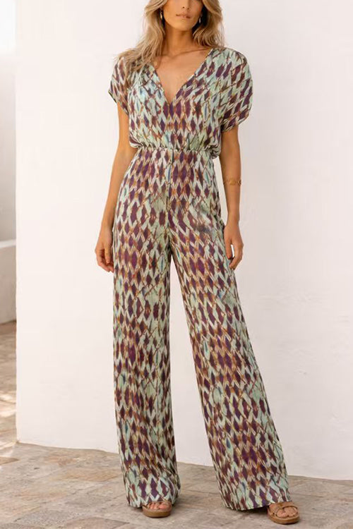 MONTPELLIER – Printed V-Neck Jumpsuit – 8604