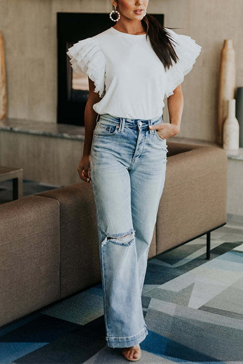 RHODES – Polka Dot Ruffle Top – 3434