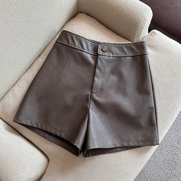 MYKONOS – High Rise Leather Shorts – 1197