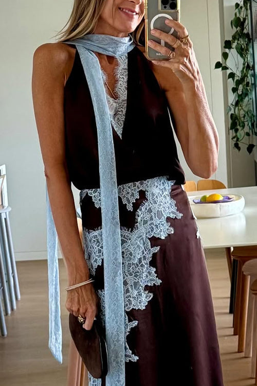 SPLIT – Sleeveless Satin Top – 3738