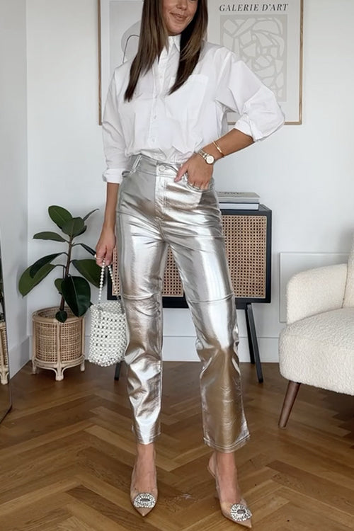 ANTWERP – Cropped Faux Leather Pants – 2216