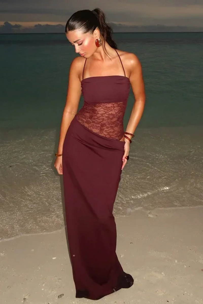 VALLETTA – Mesh-Waist Maxi Dress – 3207