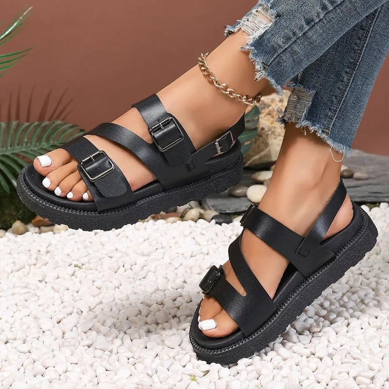 CORFU – Orthopedic Black Sandals – 3000