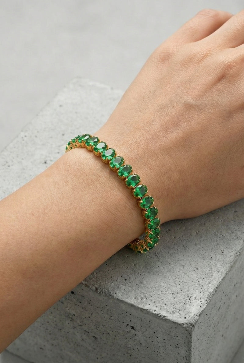 MILAN – Vergulde Smaragd Druppel Hanger Ketting – 042