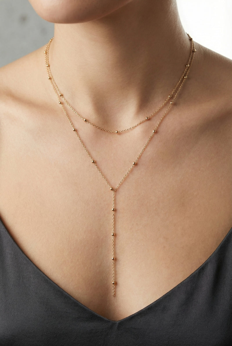 VIENNA – Gold Plated Lariat Necklace – 018