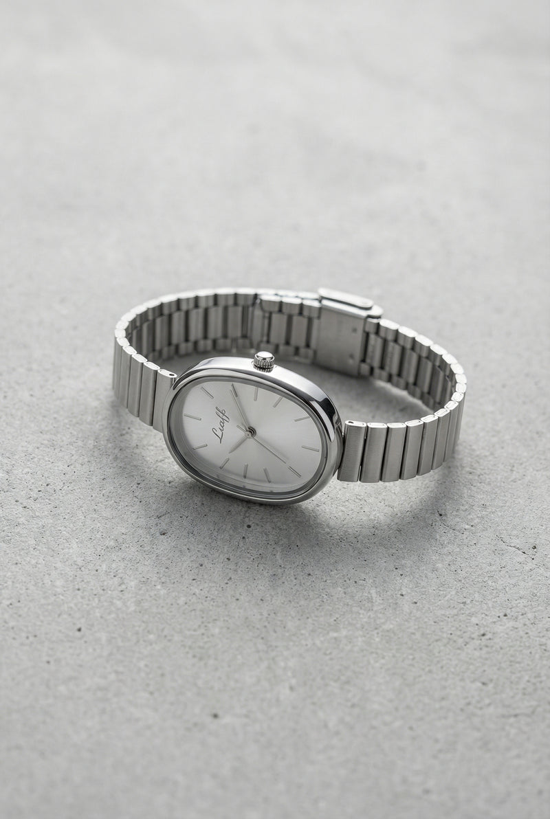 GENT – Silver Stainless Steel Oval Watch – 071