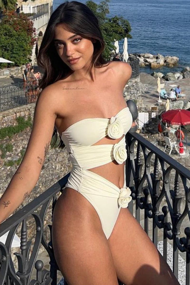 FORMENTERA – Ribbed Bandeau Swimsuit – 4938