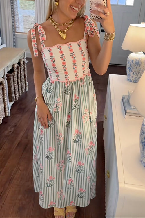 MALAGA – Striped Floral Maxi Dress – 9860