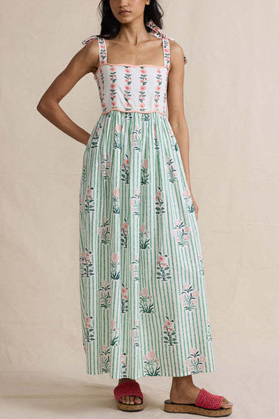 MALAGA – Striped Floral Maxi Dress – 9860