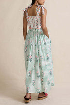 MALAGA – Striped Floral Maxi Dress – 9860