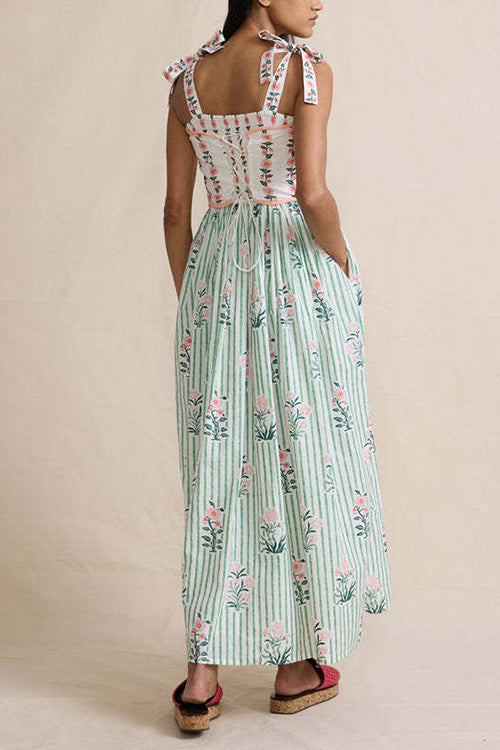 MALAGA – Striped Floral Maxi Dress – 9860