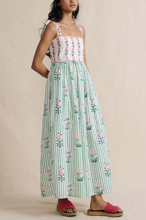 MALAGA – Striped Floral Maxi Dress – 9860