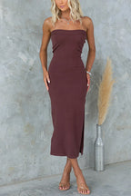 MARSEILLE – Strapless Midi Dress – 1128