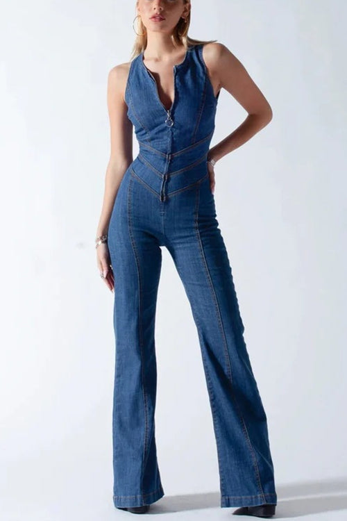 ALICANTE – Sleeveless Denim Jumpsuit – 8989