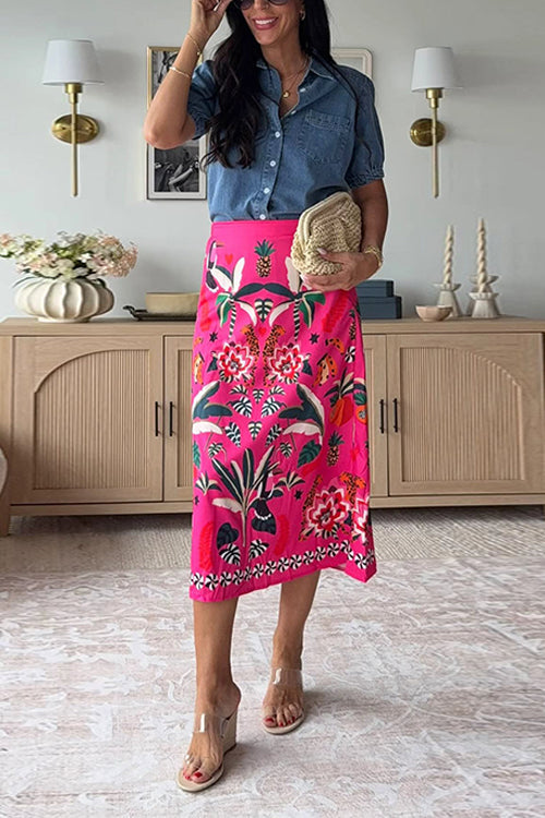 NAPLES – High Rise Midi Skirt – 9826