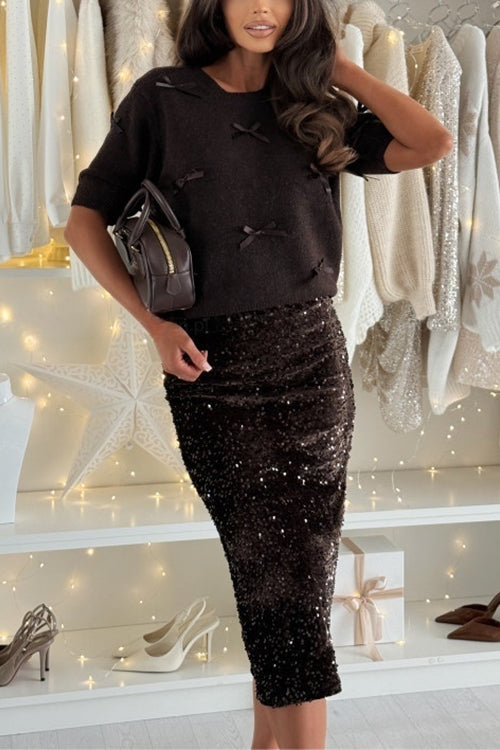MARSEILLE – Sequin Midi Skirt – 9582