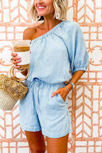 MONACO – One Shoulder Striped Romper – 5782