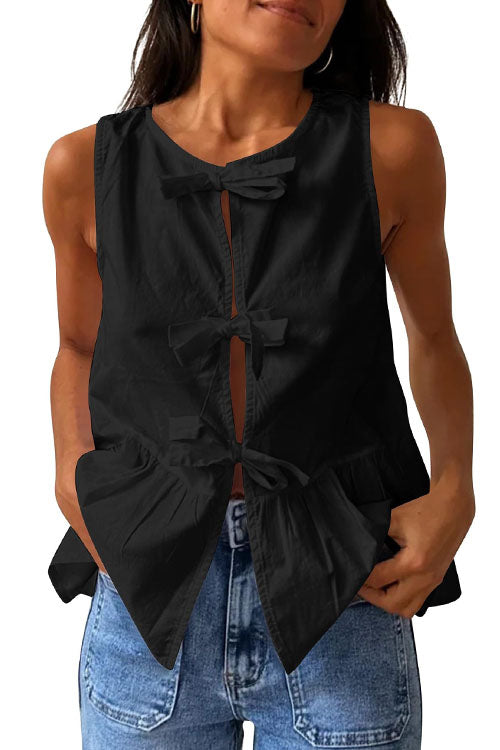 CANNES – Bow Front Ruffle Top – 1689