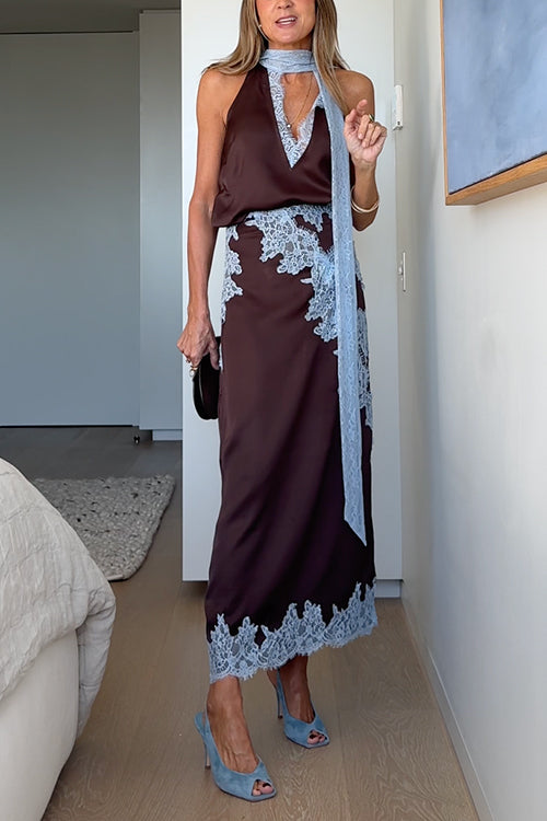 SPLIT – Sleeveless Satin Top – 3738