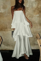 IBIZA – Ruffle Satin Maxi Dress – 3692