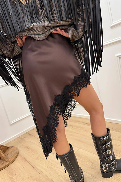 PORTO – Satin Side Slit Skirt – 1331