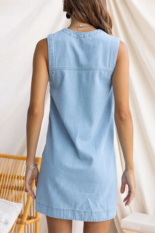 MALAGA – Sleeveless Denim Mini Dress – 4815