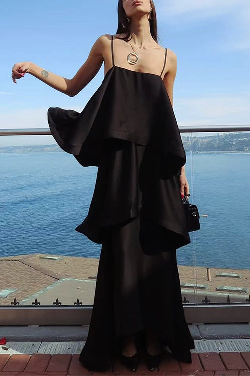 IBIZA – Ruffle Satin Maxi Dress – 3692