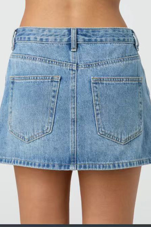 LYON – One Button Denim Mini Skirt – 5347