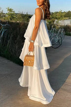 IBIZA – Ruffle Satin Maxi Dress – 3692