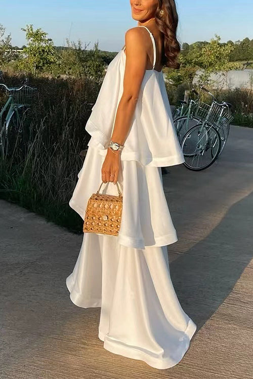 IBIZA – Ruffle Satin Maxi Dress – 3692