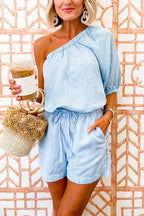 MONACO – One Shoulder Striped Romper – 5782