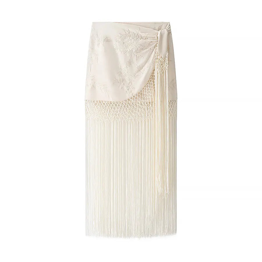 SALERNO – Embroidery Fringe Skirt – 3133