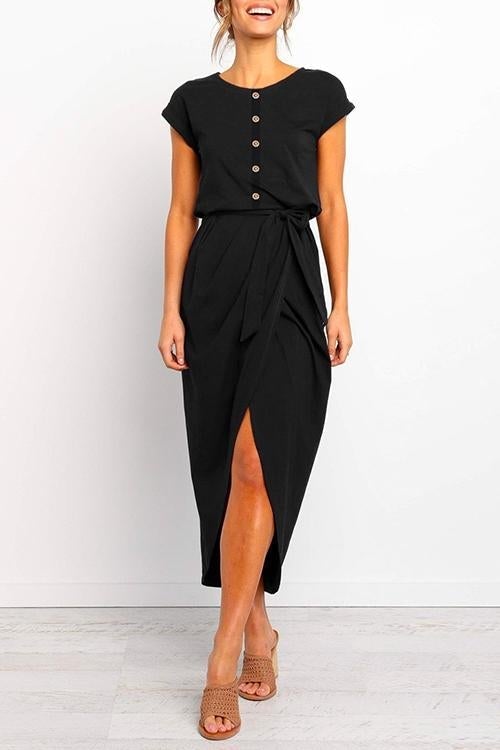 VENICE – Cap Sleeve Button Dress – 8653