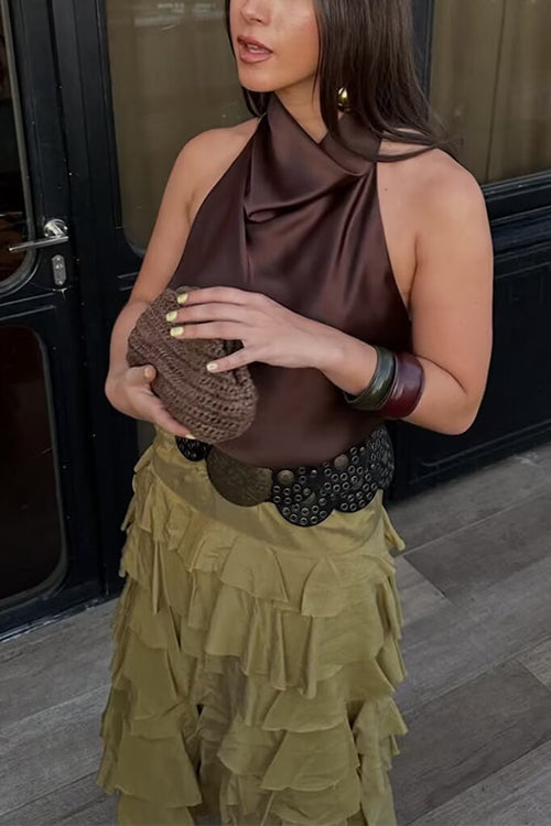 ATHENS – Halter Satin Top – 8685