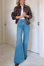 TALLINN – Faux Leather Bomber Jacket – 4267