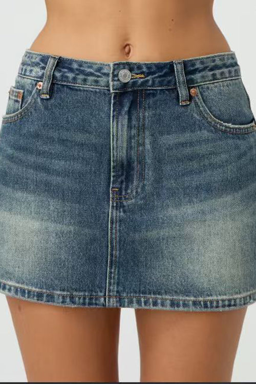 LYON – One Button Denim Mini Skirt – 5347
