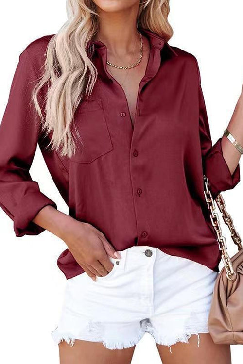 CORFU – Long Sleeve Satin Shirt – 9686
