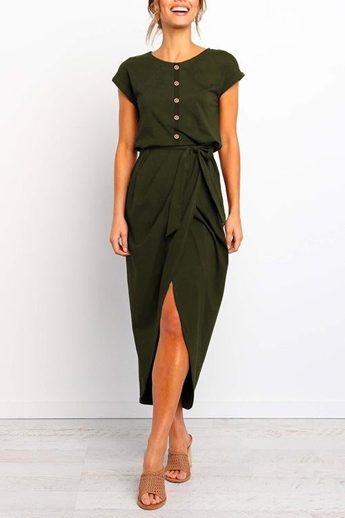 VENICE – Cap Sleeve Button Dress – 8653