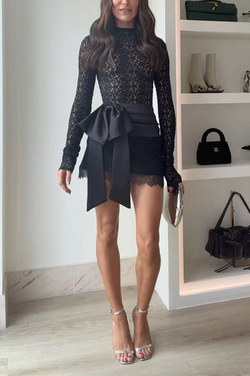 ROME – Lace Trim Mini Skirt – 8608