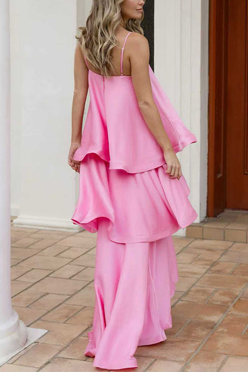 IBIZA – Ruffle Satin Maxi Dress – 3692