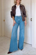 TALLINN – Faux Leather Bomber Jacket – 4267