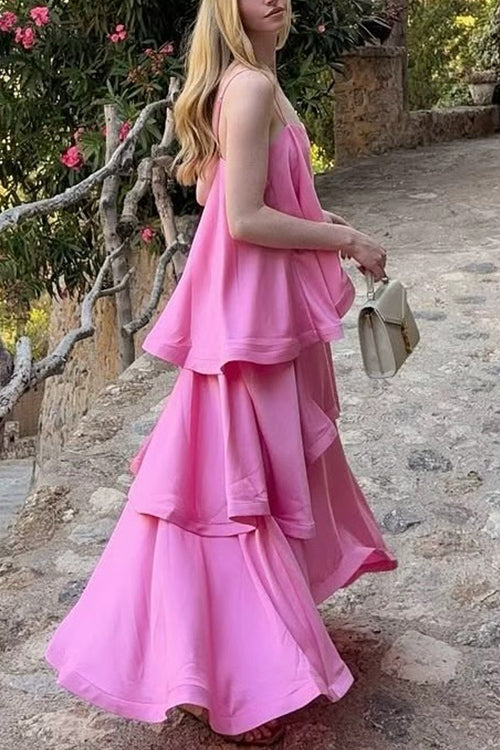 IBIZA – Ruffle Satin Maxi Dress – 3692