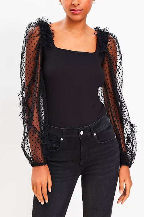 CAPRI – Sheer Sleeve Top – 7926