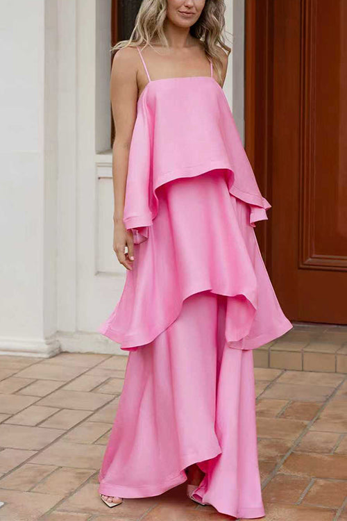 IBIZA – Ruffle Satin Maxi Dress – 3692