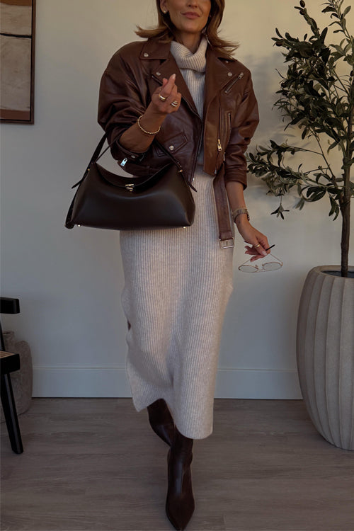 RIGA – Faux Leather Moto Jacket – 3071