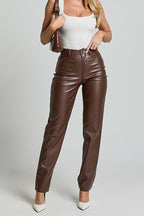 BERLIN – High Rise Faux Leather Pants – 2841