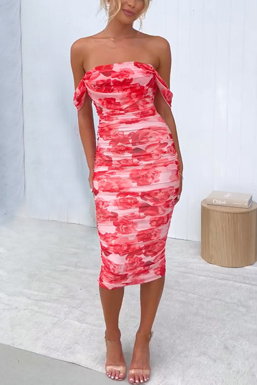 MARSEILLE – Off Shoulder Midi Dress – 3593