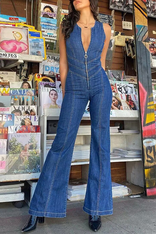 ALICANTE – Sleeveless Denim Jumpsuit – 8989