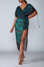 SPLIT – Printed Midi Dress – 9337